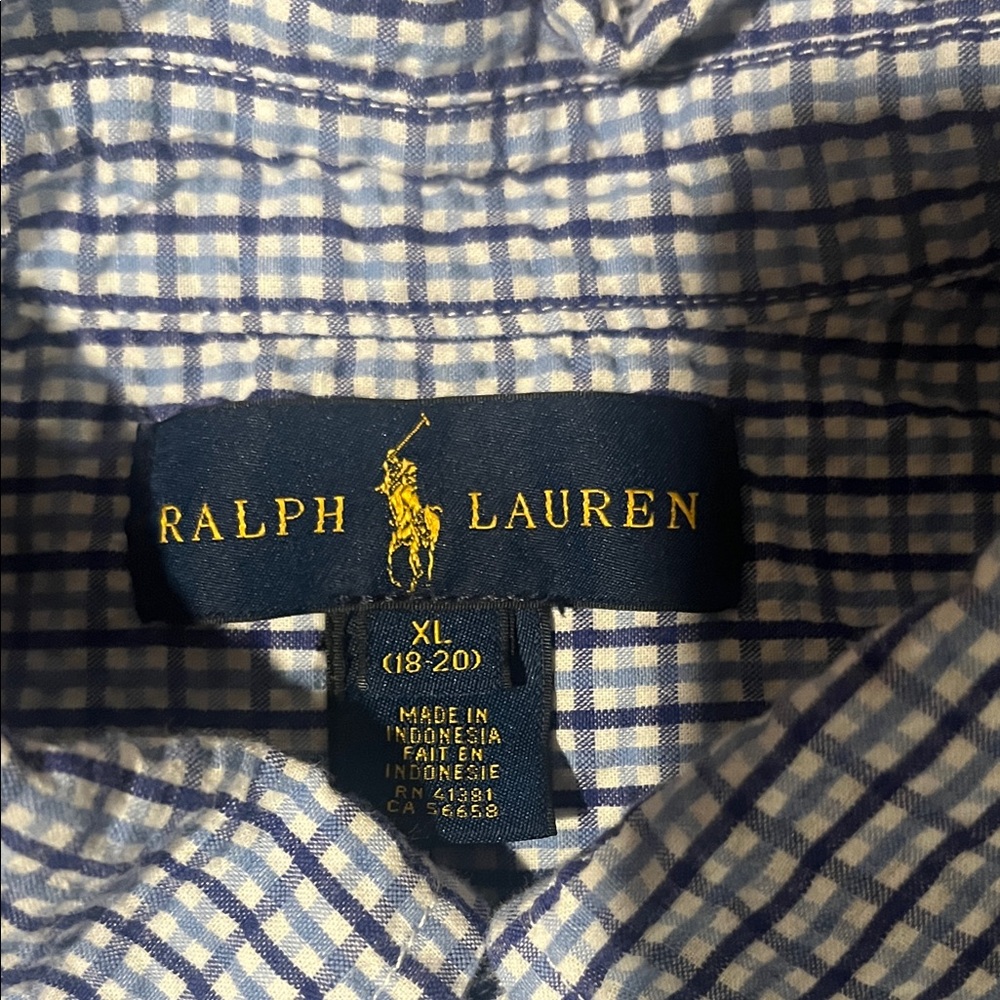 Polo by Ralph Lauren kids XL 18/20 Blue Plaid Shirt - Picture 3 of 5